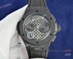 High Quality Replica HUBLOT BIG BANG 20TH ANNIVERSARY Black Imported Fluororubber Strap Black Checkered Face Dial Gold Case Watch 43mm